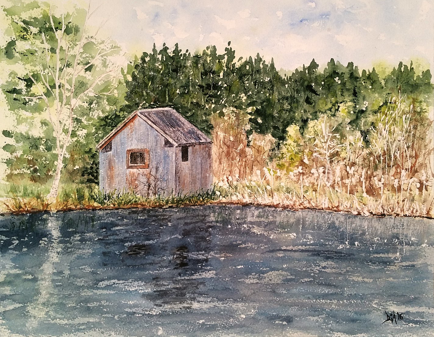 Old Fishing Shack Watercolors by Donnell Anderson